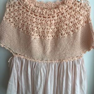 Innika Choo Peach Crochet Collar Top One Size